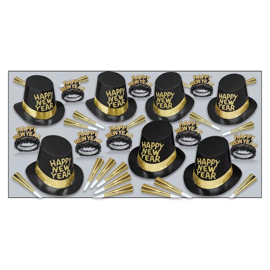 Beistle Black & Gold New Year Manhattan Party Favor Kit for 50
